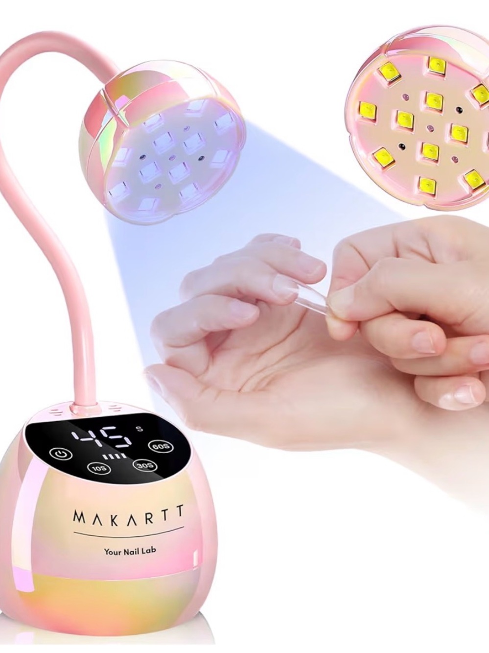 Pink UV/LED Nail Lamp with Flexible Neck - Fast Gel Cure